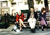 Nana shoos a pigeon in Union Square Park